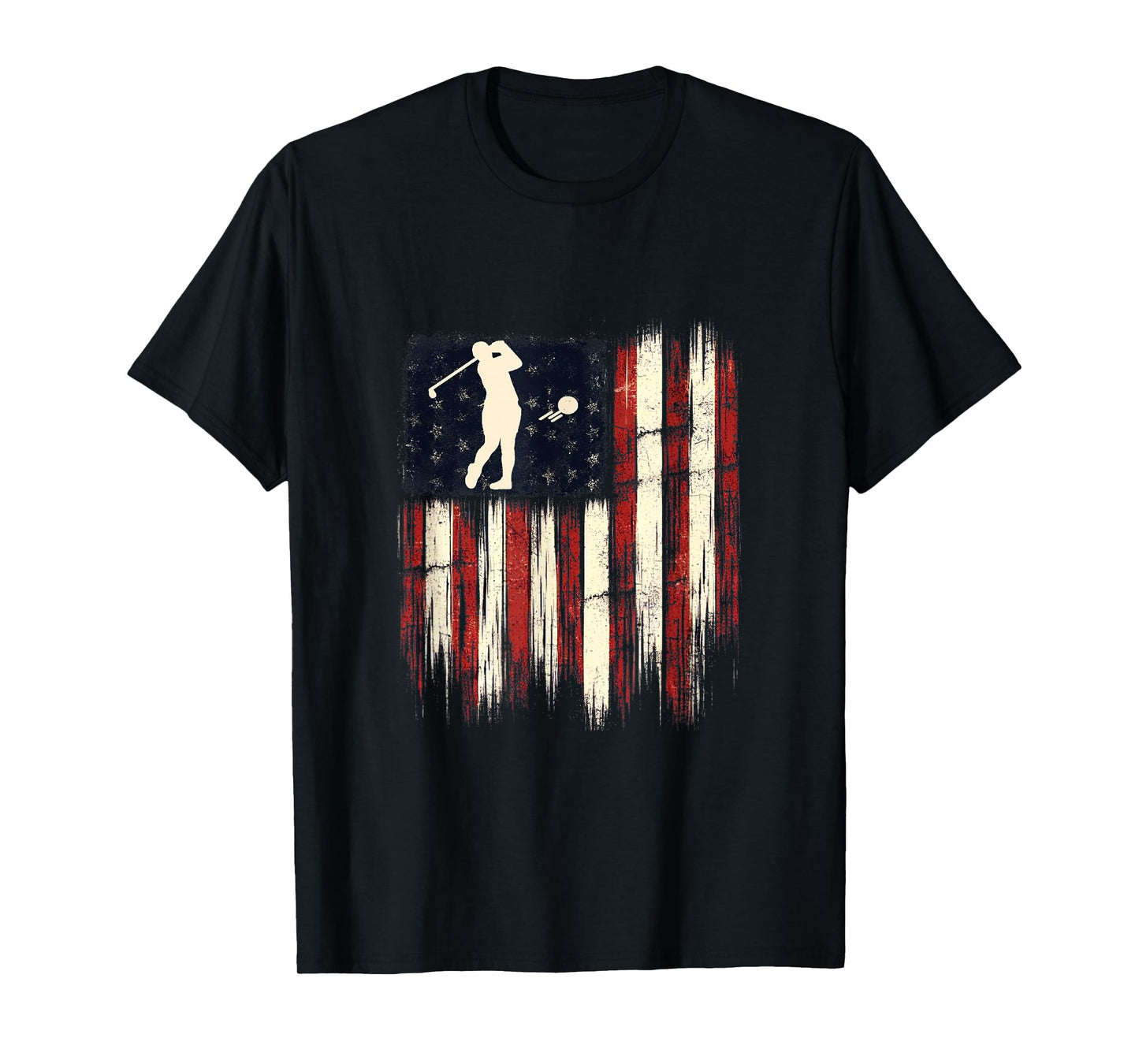 Patriotic Distressed Flag Gift For Men Kids Golf T-Shirt
