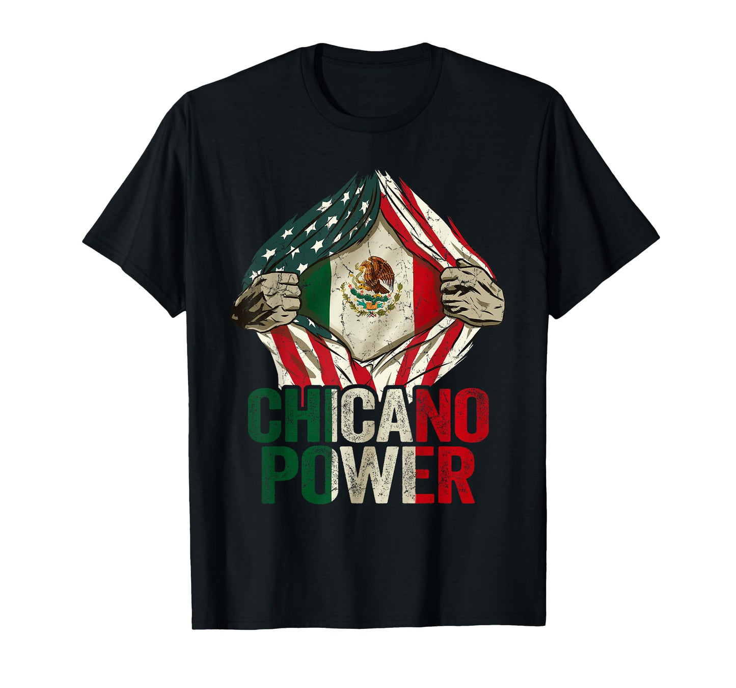 Chicano Shirt Funny USA Flag Mexican Flag Chicano Power T-Shirt