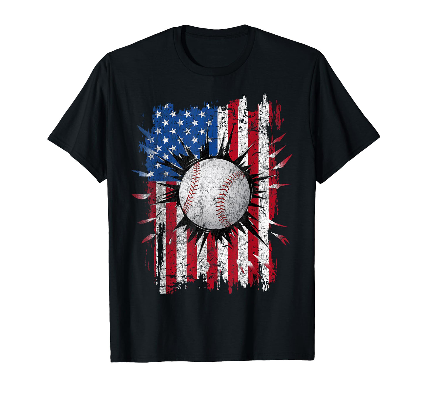 American Flag Baseball Vintage 4th of July USA Patriotic T-Shirt