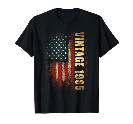 Vintage 1985 American Flag 40th Birthday 40 Years Old Men T-Shirt