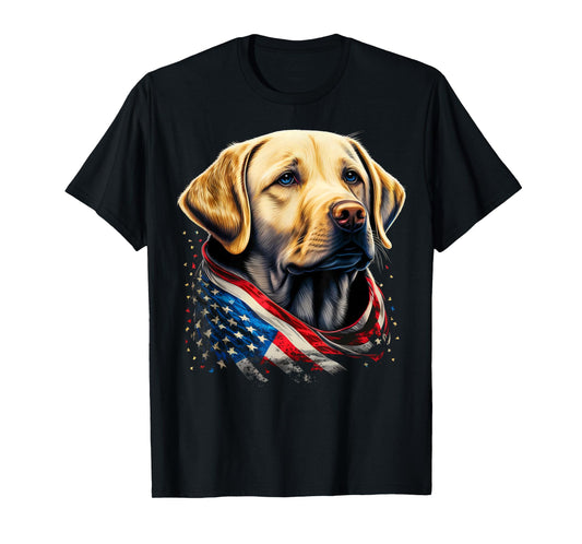 USA 4th Of July Yellow Patriotic American Labrador Retriever T-Shirt