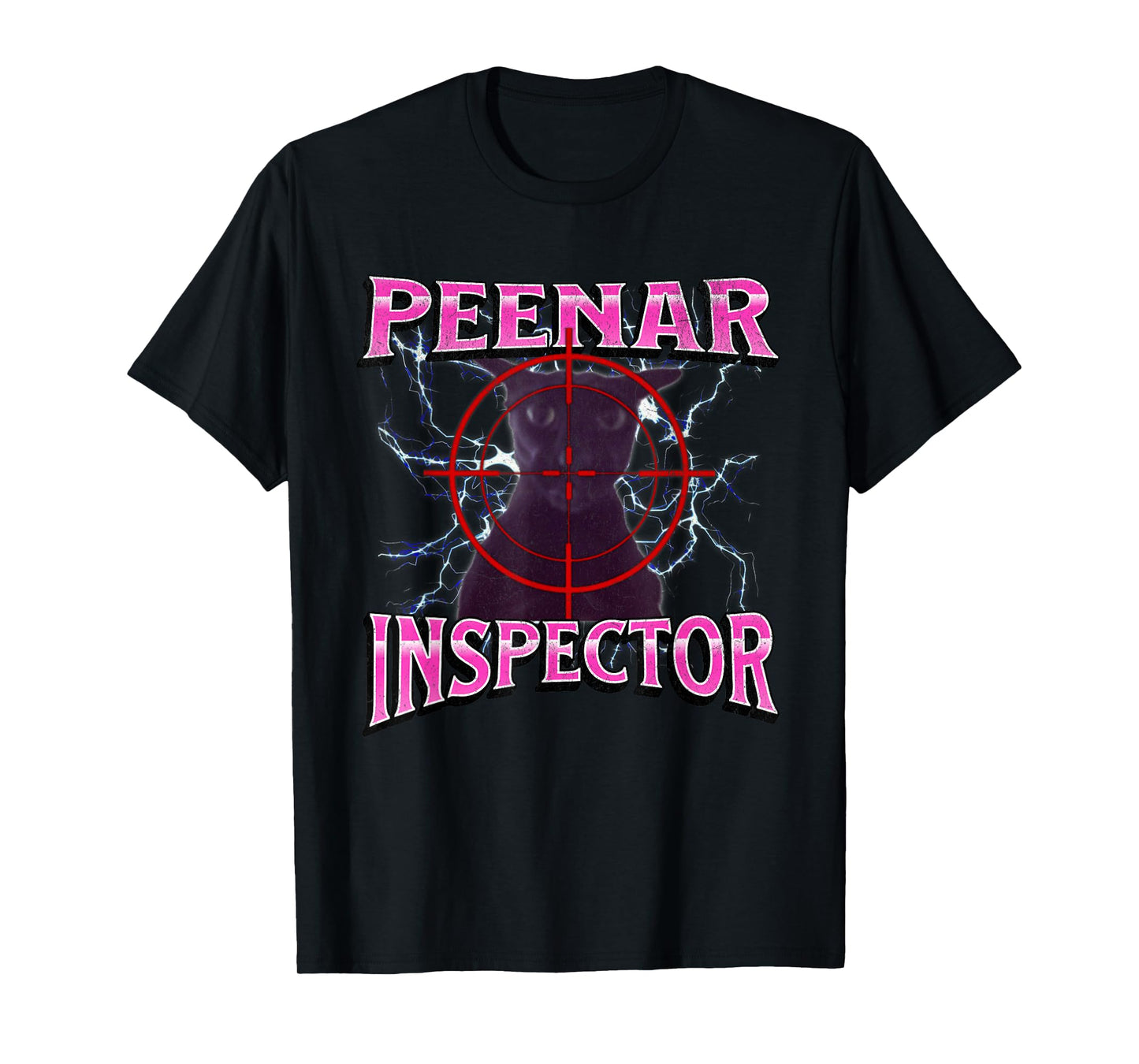 Peenar Inspector Funny Offensive Cat Meme Bootleg Graphic T-Shirt for Men Women