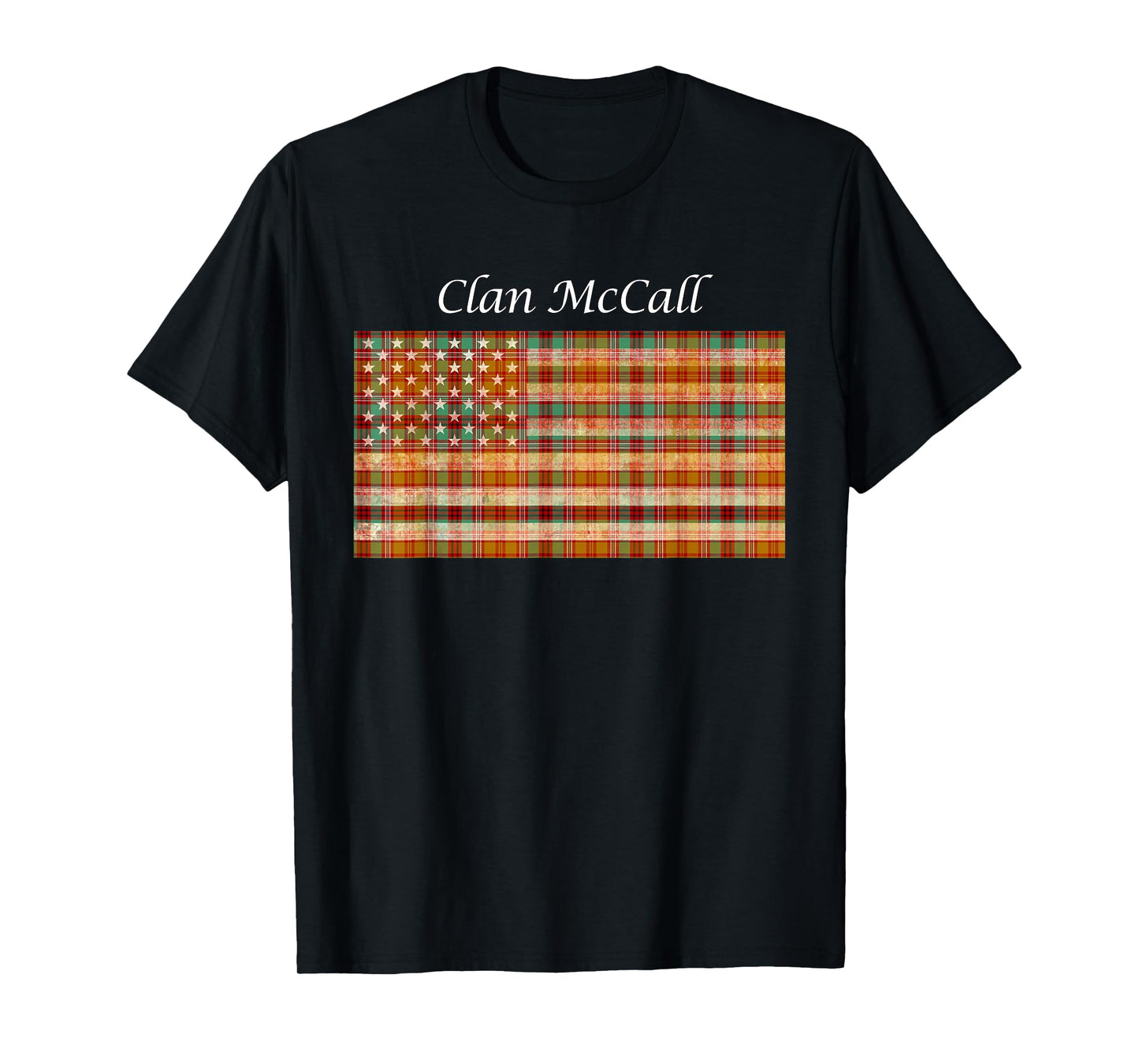 Clan McCall Scottish Tartan American Flag T-Shirt