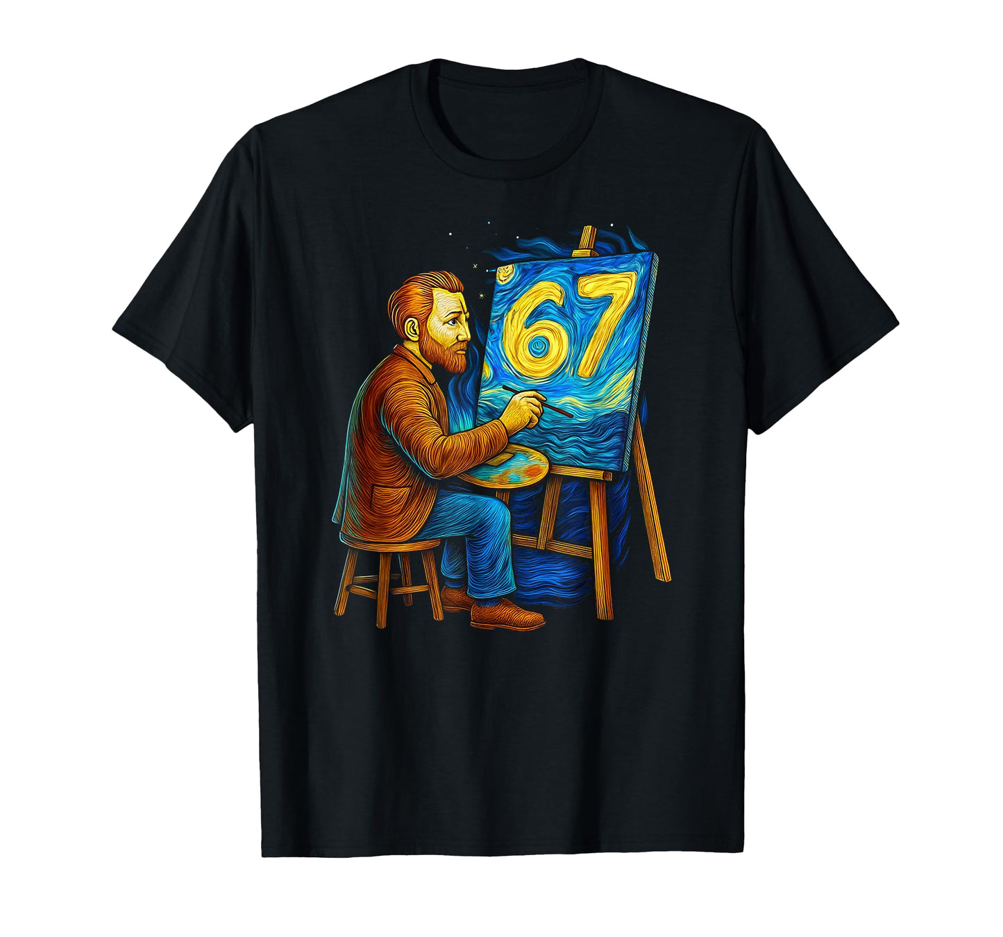 Van Gogh-Starry Night 6 7 Funny 67 Meme for Art History Fans T-Shirt