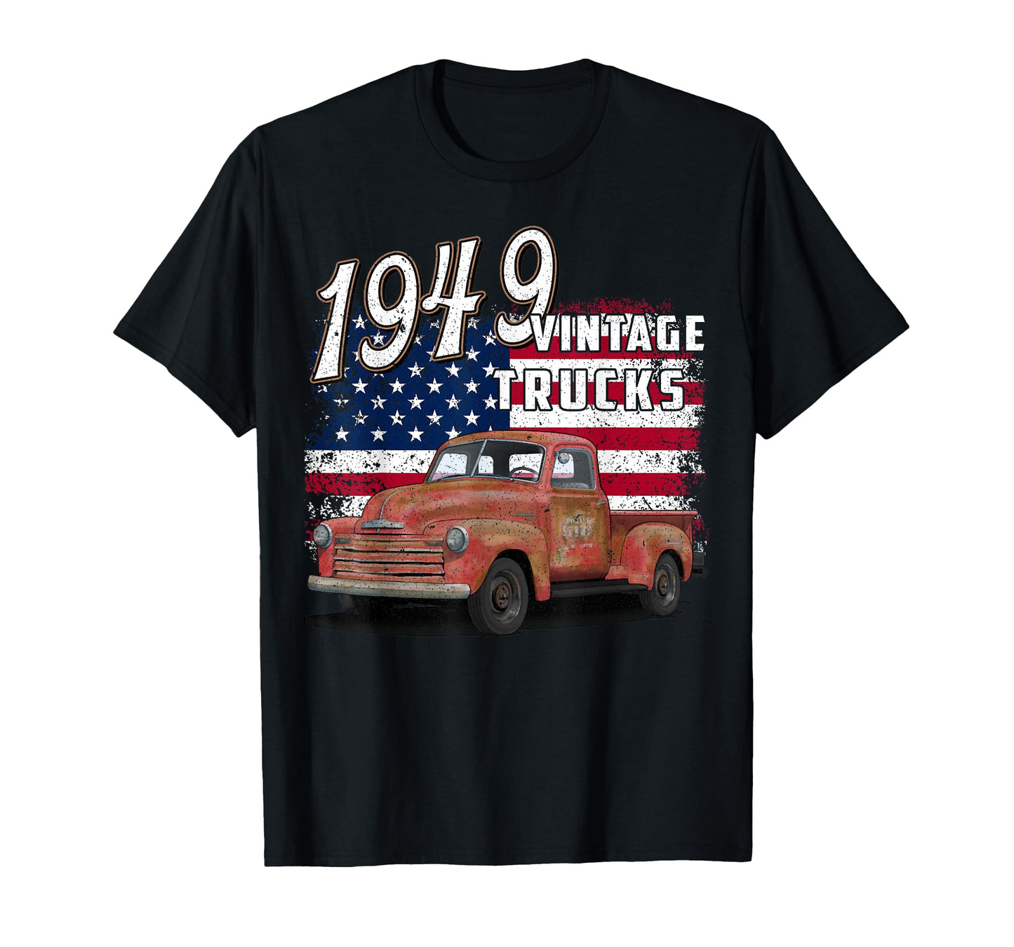 1949 49 Truck Classic Car 1940s Vintage American Flag T-Shirt