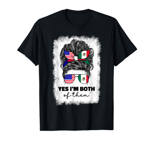 Half Mexican and American Mexico America USA Flag Girl Woman T-Shirt