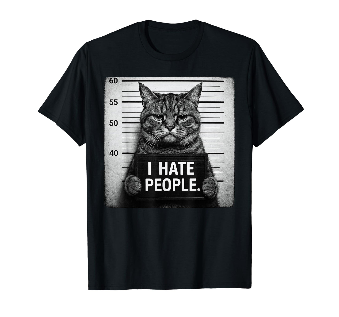 Funny Grumpy Tabby Moody Cat I Hate People T-Shirt