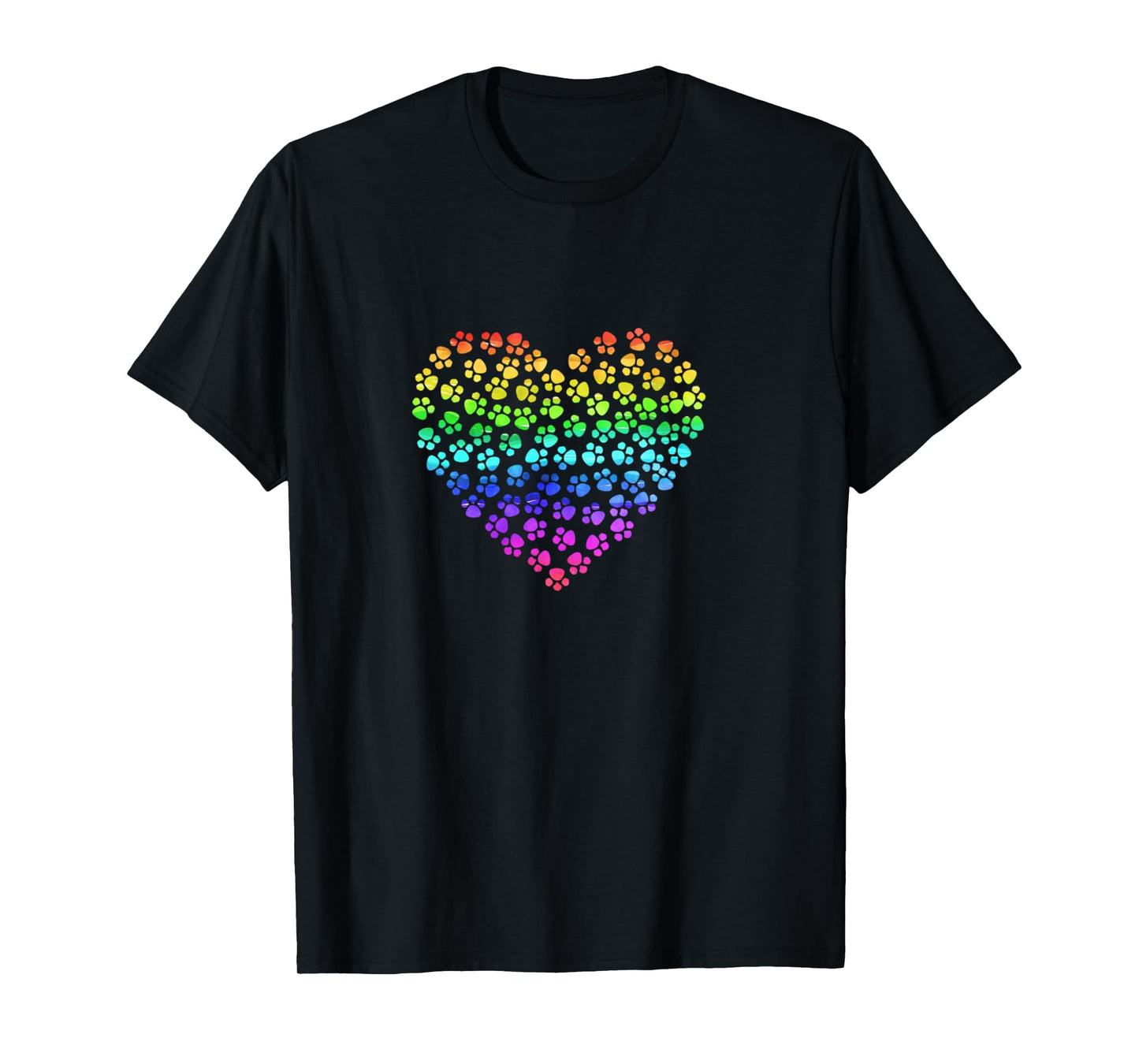 Rainbow Pawprint Heart - Pet Lover Gift Long Sleeve T-Shirt