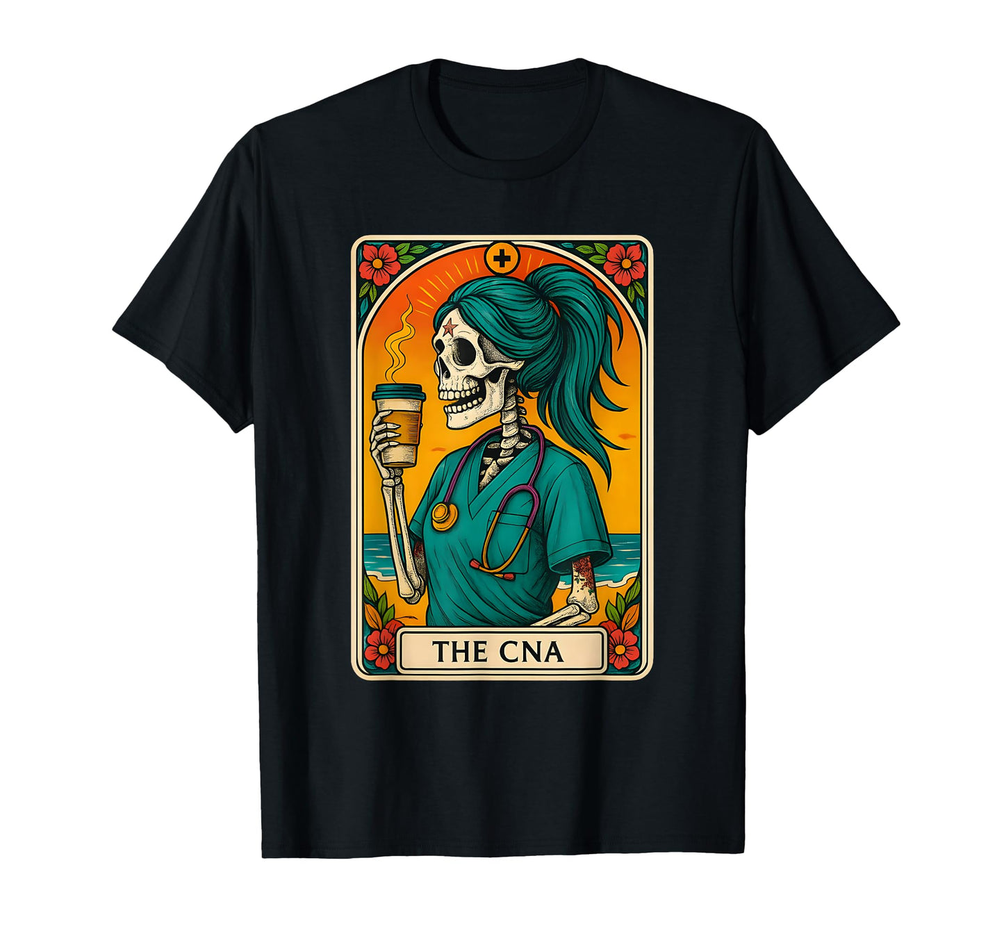 CNA Skeleton Tarot Card Funny Certified Nurse Halloween T-Shirt