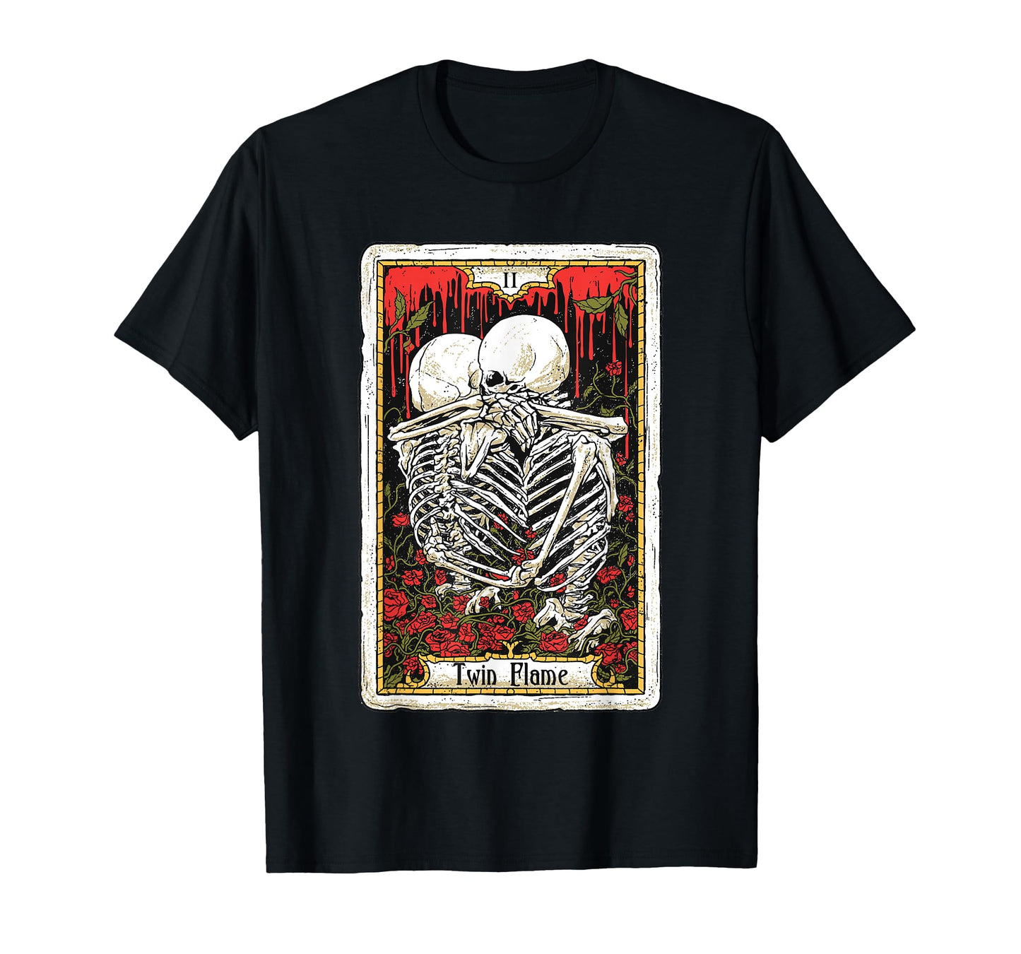 Astronomical Apparel Unisex-Adults Black X-Small Classic Fit Crew Neck T-Shirt Two of Cups Twin Flame Tarot Card Horoscope