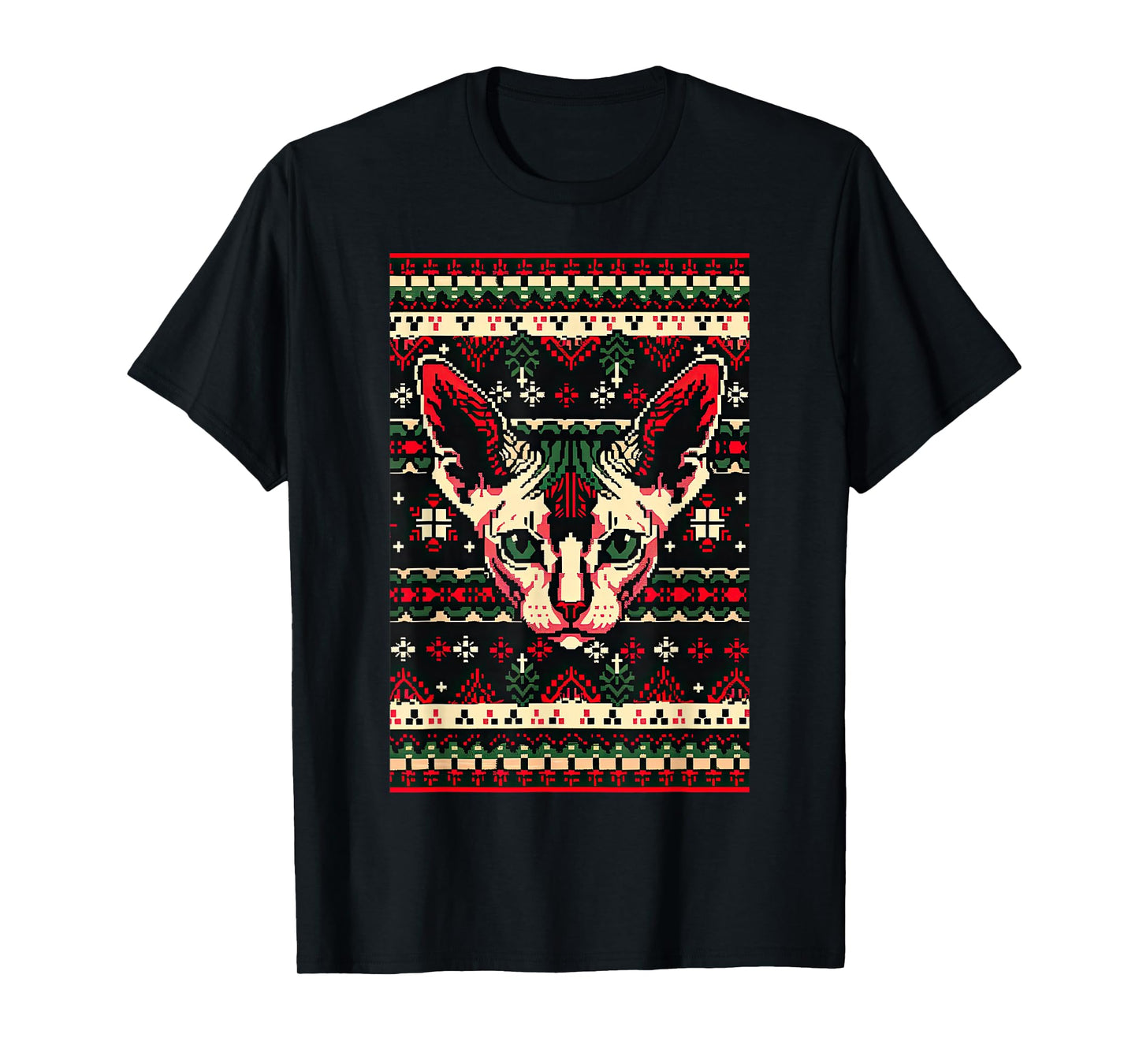 Christmas Ugly Sweater Sphynx Cat Funny Xmas T-Shirt
