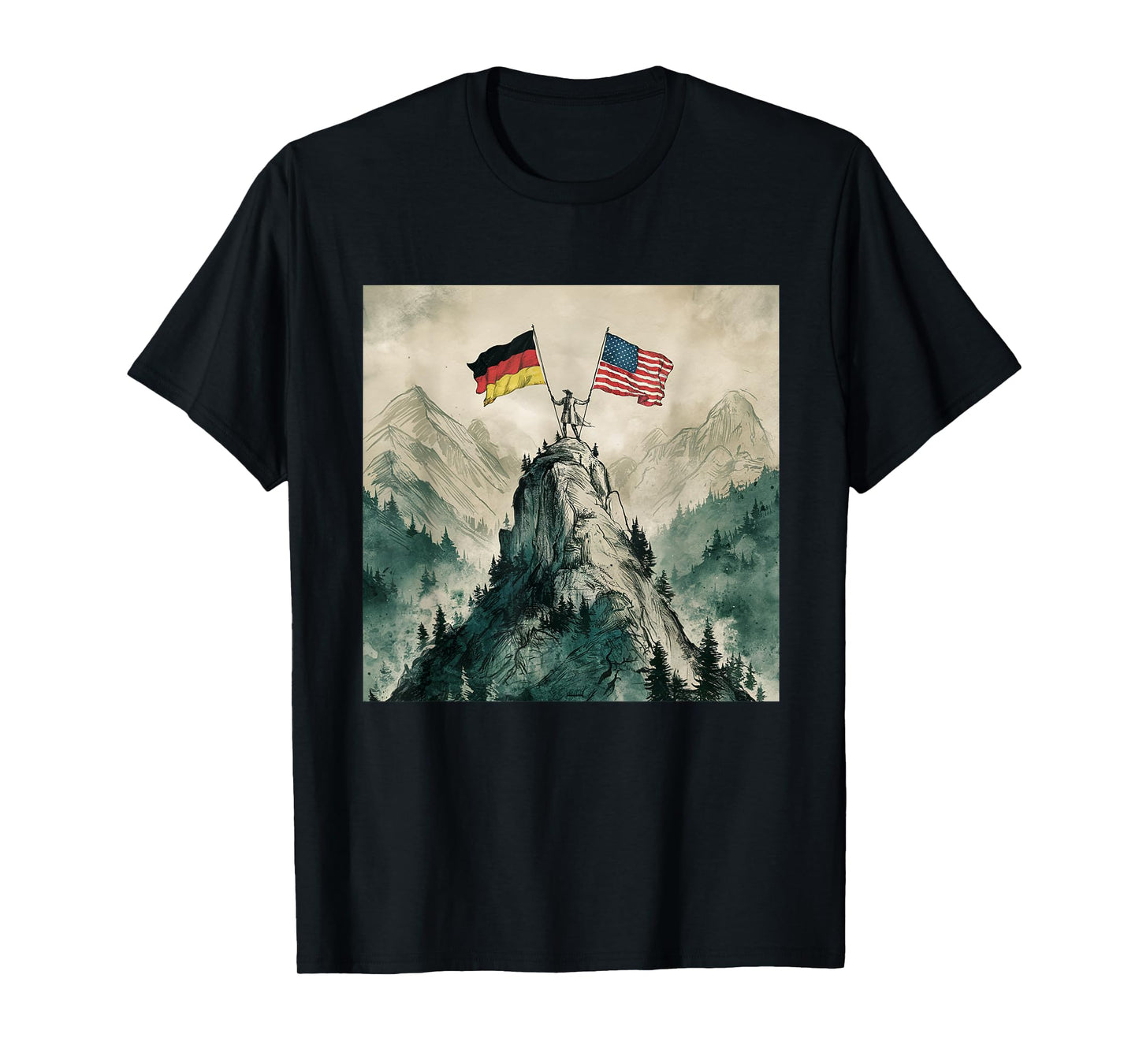 USA and Germany Flags - Historic Mountaintop Victory T-Shirt