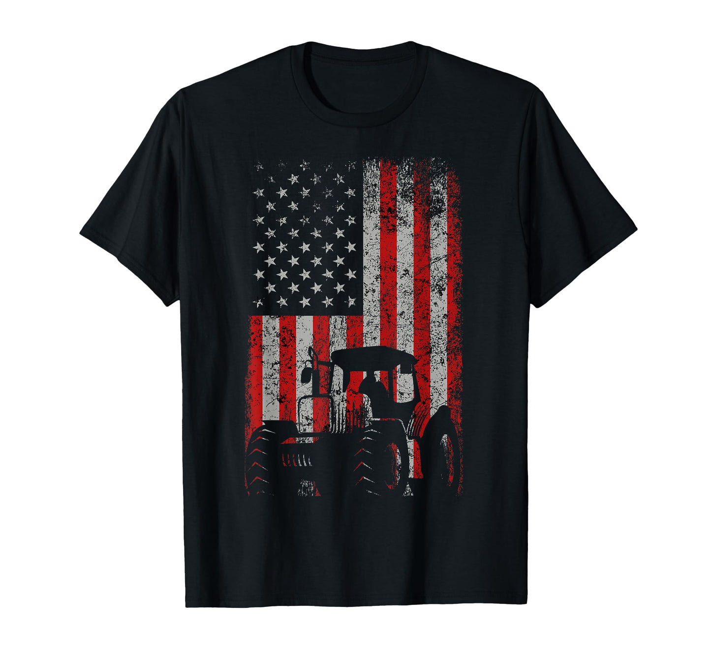 Retro American Flag Tractor Gift Men Women Tractor Farm T-Shirt Small