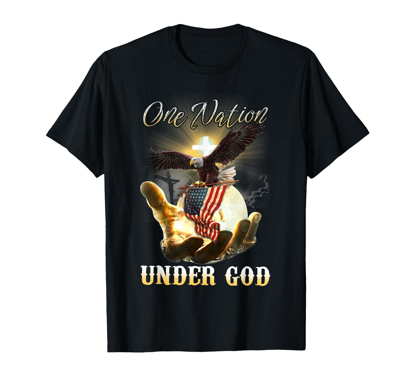 Eagle USA Christian Patriot One Nation Under God T-Shirt Small