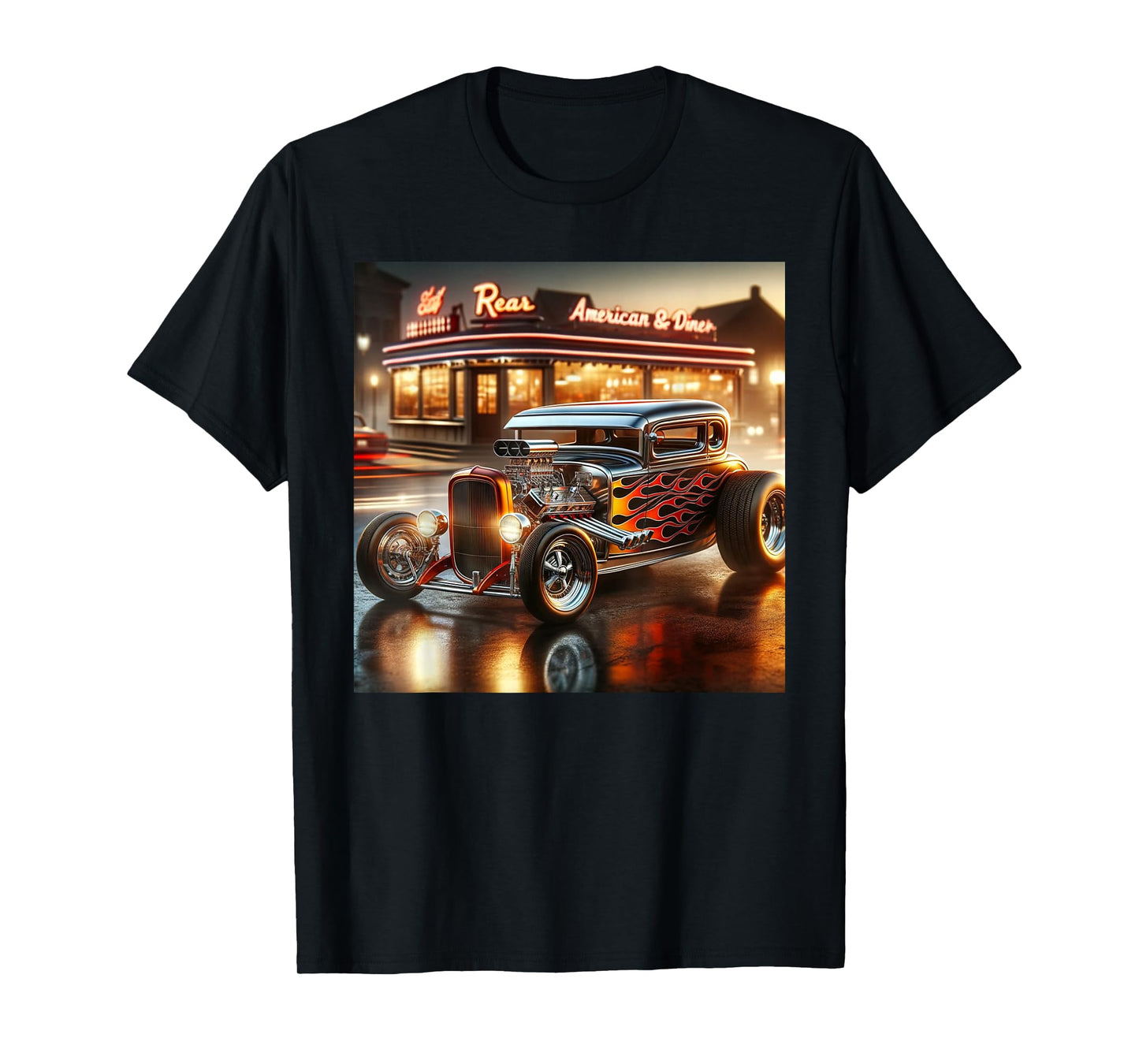 Classic Hot Rod Retro Vintage Custom Hotrod Car Illustration T-Shirt