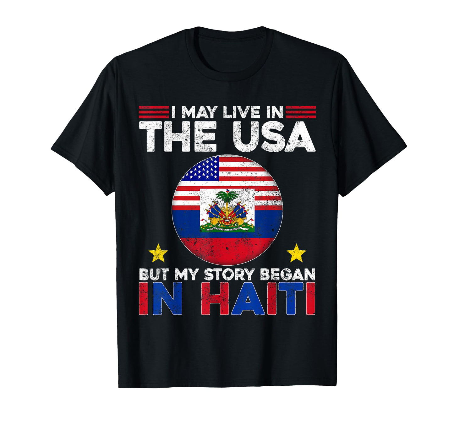Live In USA My Story Began In Haiti Haitian Flag Day Gifts T-Shirt
