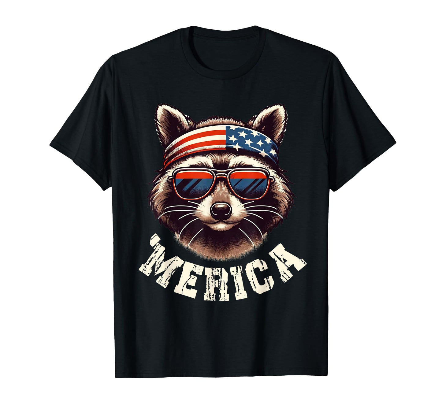 Funny Raccoon 4th of July American Flag Patriotic Raccoon T-Shirt