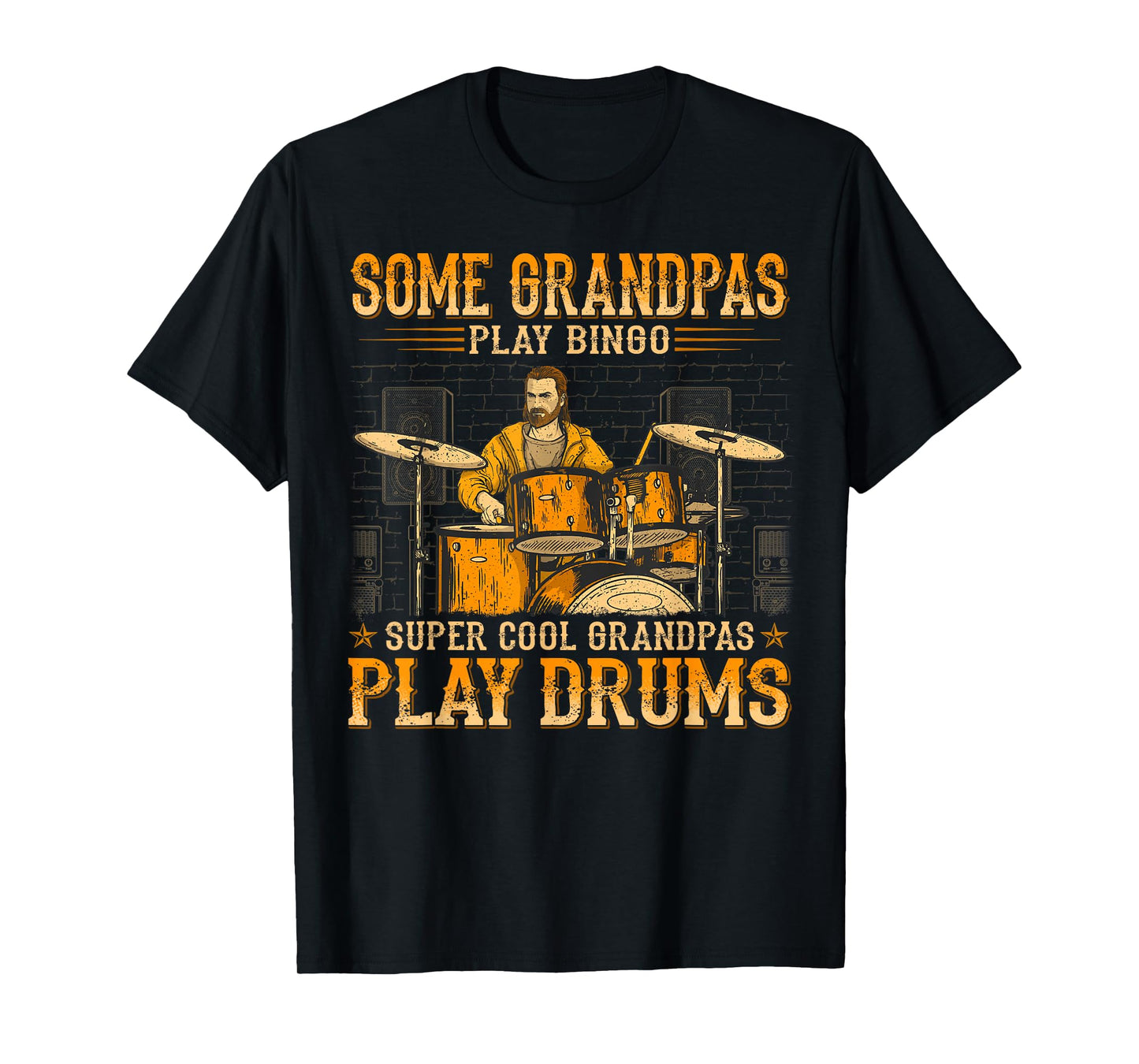 Mens Cool Grandpas Play Drums - Old Grungy Western Style T-Shirt