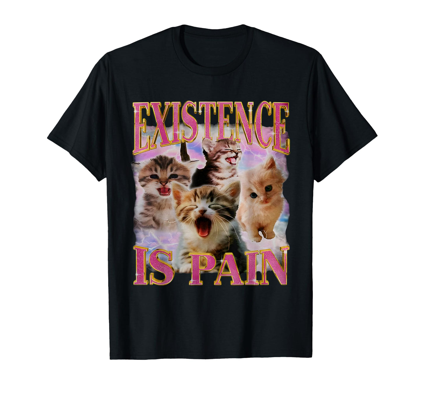 Existence Is Pain Unhinged Cat Howling Meme Cat Lovers T-Shirt