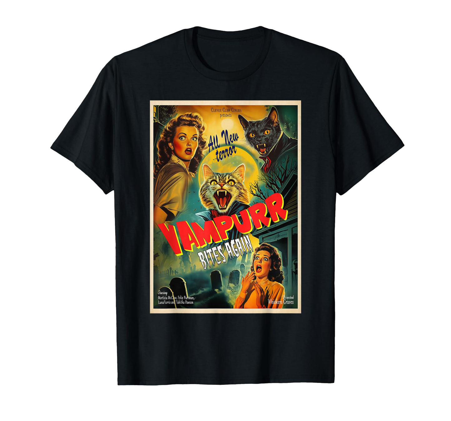 Funny Vampire Cat Dracula Halloween costume Vampurr cat T-Shirt
