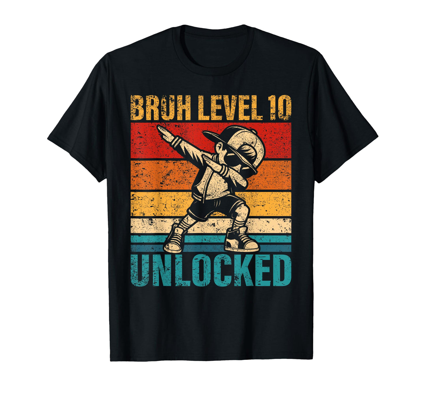 10 Years Old Birthday Dabbing Boy Bruh Level 10 Unlocked T-Shirt
