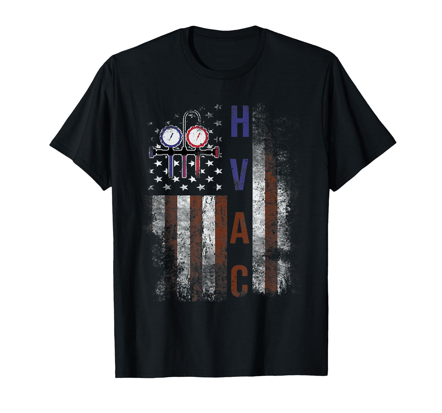 HVAC Techniacian Men American Flag USA Vintage Gift T-Shirt