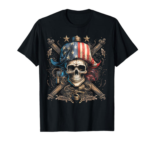 Pirate 4th of July American Flag USA America Funny T-Shirt