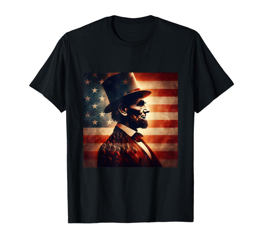 Abraham Lincoln 4th of July Independence Day American Flag T-Shirt