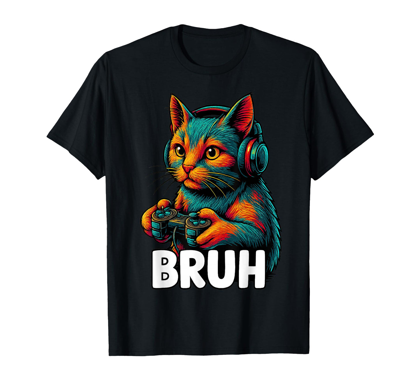 Funny Bruh Cat Gamer Video Games Gaming Gifts for Men Boys T-Shirt