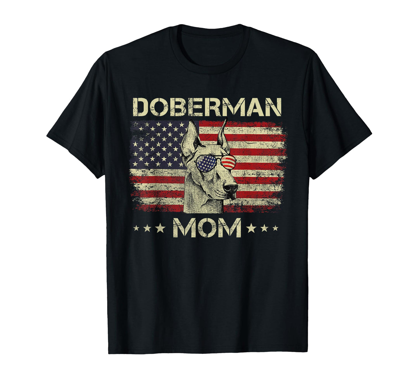 Doberman Mom Dog Lovers American Flag 4th Of July T-Shirt