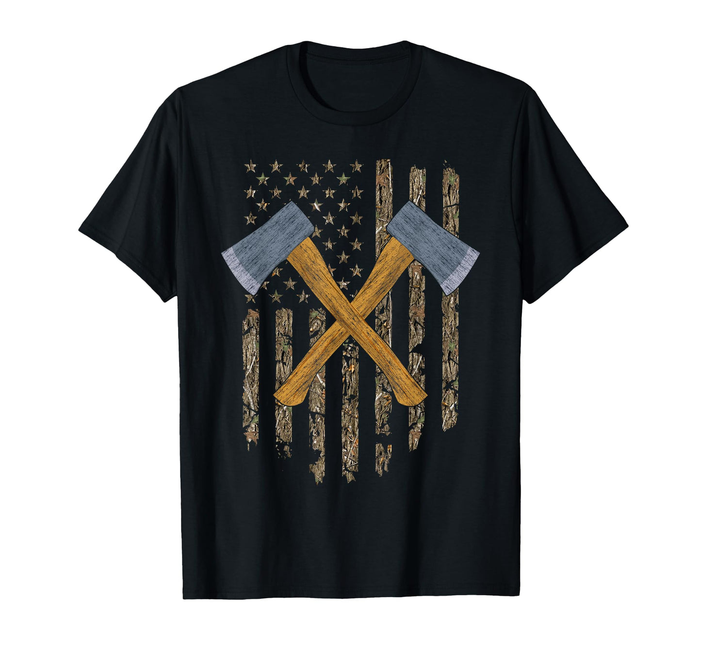 Axe Throwing Hatchets American Flag Tree Camouflage Vintage T-Shirt