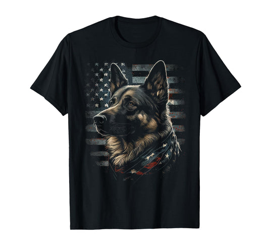 German Shepherd USA Flag Patriotic Shepherd T-Shirt