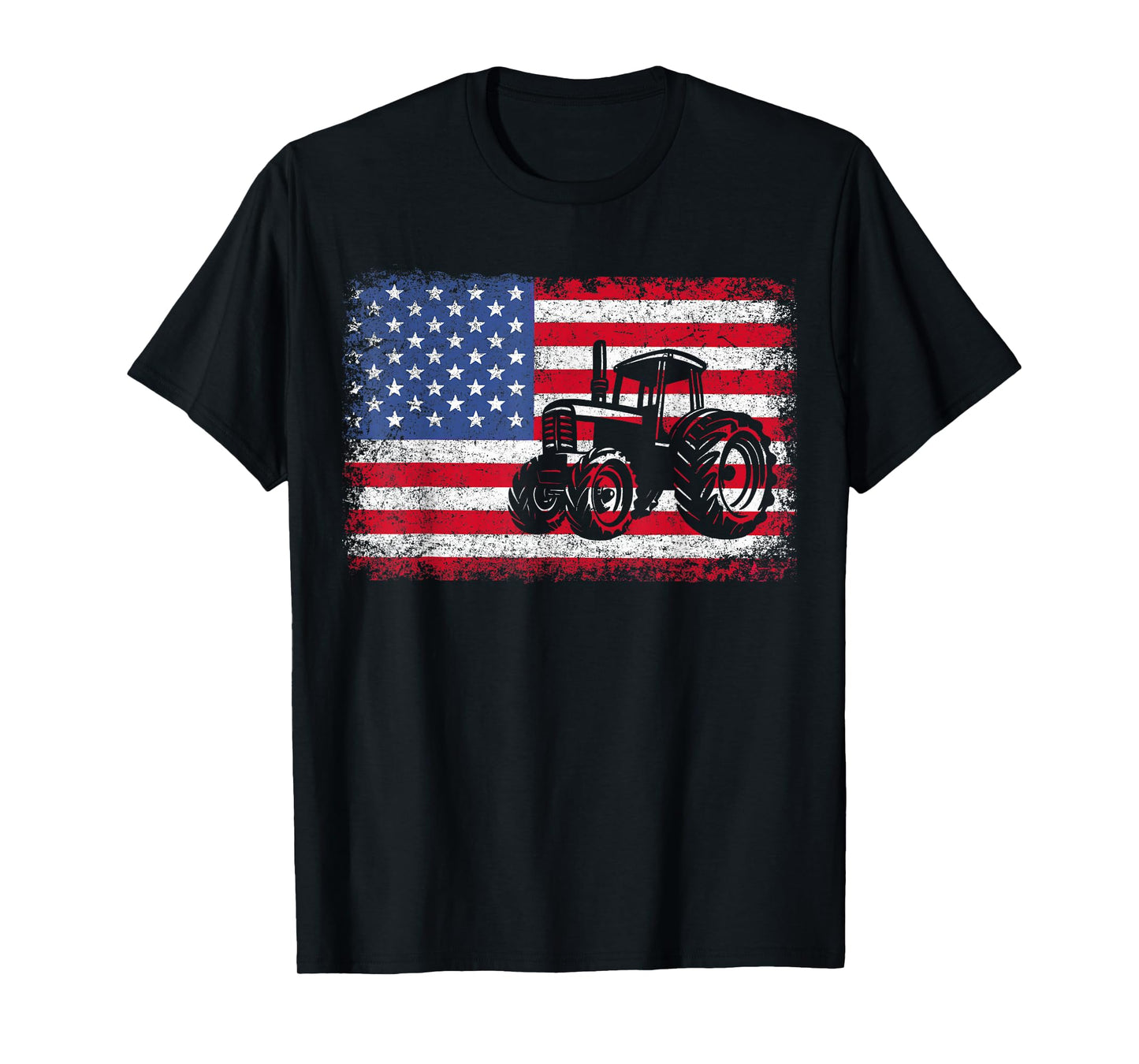 Farm Tractors USA Flag Patriotic Farming Gift Men Women Boys T-Shirt