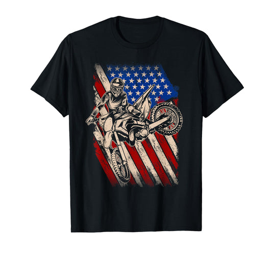 Dirt Bike Shirt Motocross Racing American Flag Dirt Biking T-Shirt