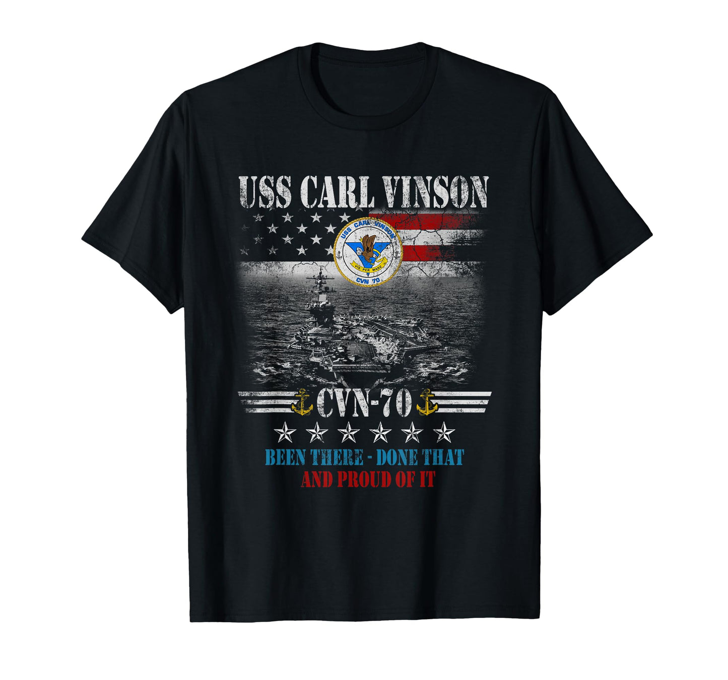 USS Carl Vinson CVN-70 Aircraft Carrier Veteran Flag Mens T-Shirt