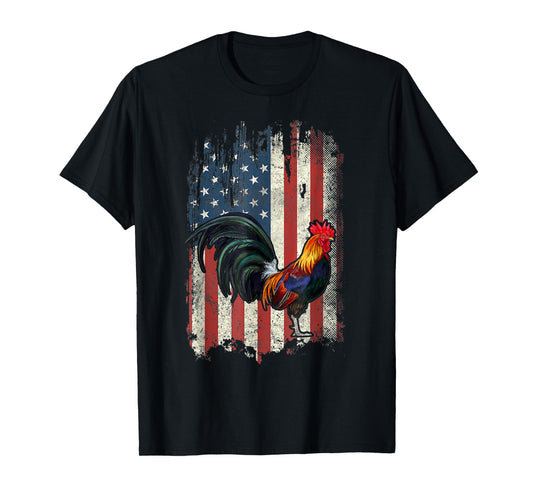 American Flag Cock Fighting Rooster Chicken T-Shirt