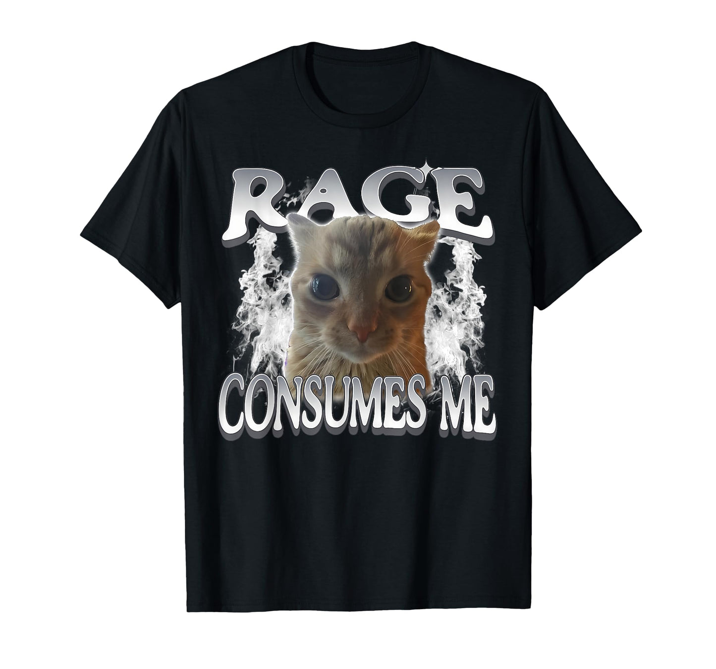 Rage Consumes Me Funny Silly Staring Cat Meme Women Men T-Shirt