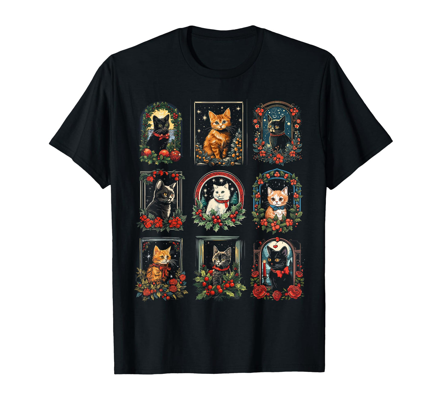 Vintage Kitten Christmas Cats, Cat Mom, Cat Dad Women, Men T-Shirt