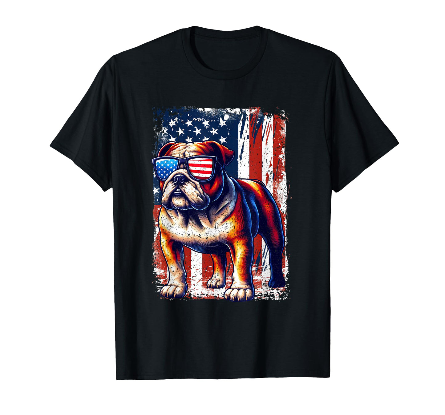 Vintage Bulldog Lovers American Flag Pets Dogs USA US Outfit T-Shirt
