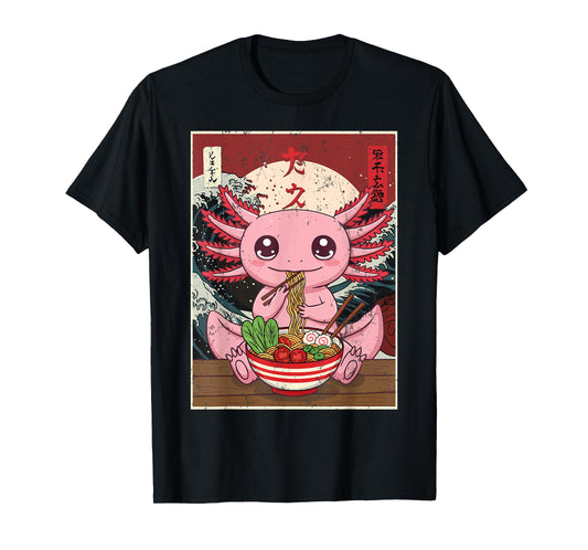 Axolotl Ramen Japanese Funny Graphic Tees Kawaii Anime Gifts T-Shirt