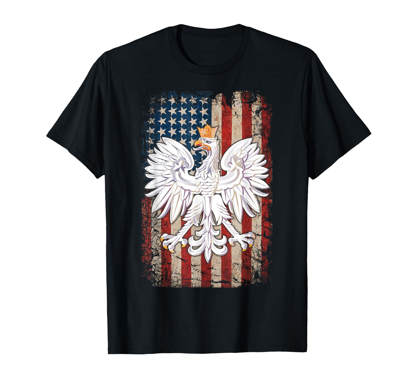Polish Eagle American Flag Pride Poland T-Shirt