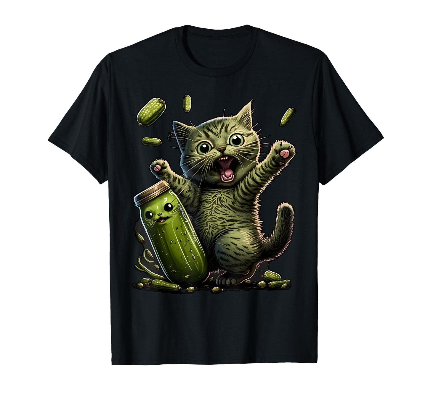 Funny Kittens vs Gherkin Pickle Cat Mom Lady T-Shirt