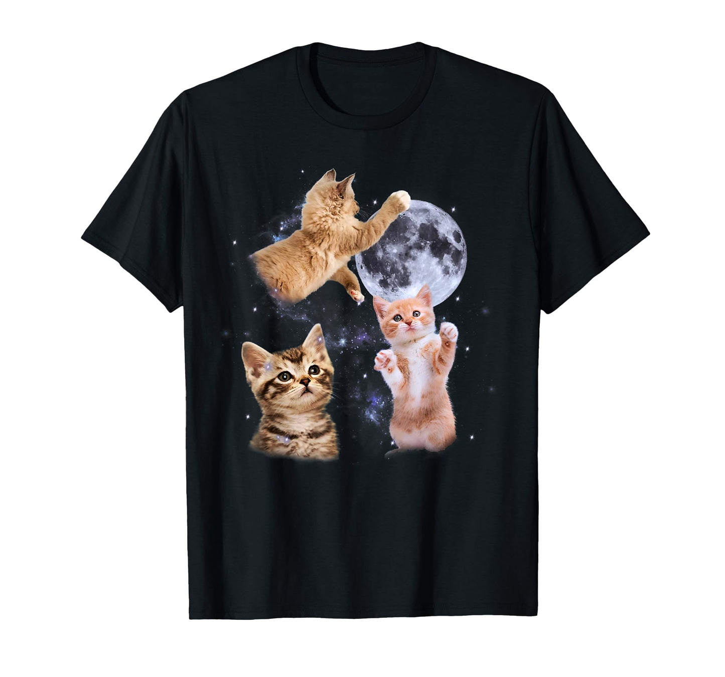 Three Cats Howling Moon Funny Cat Meme Kitten Humor Kid T-Shirt