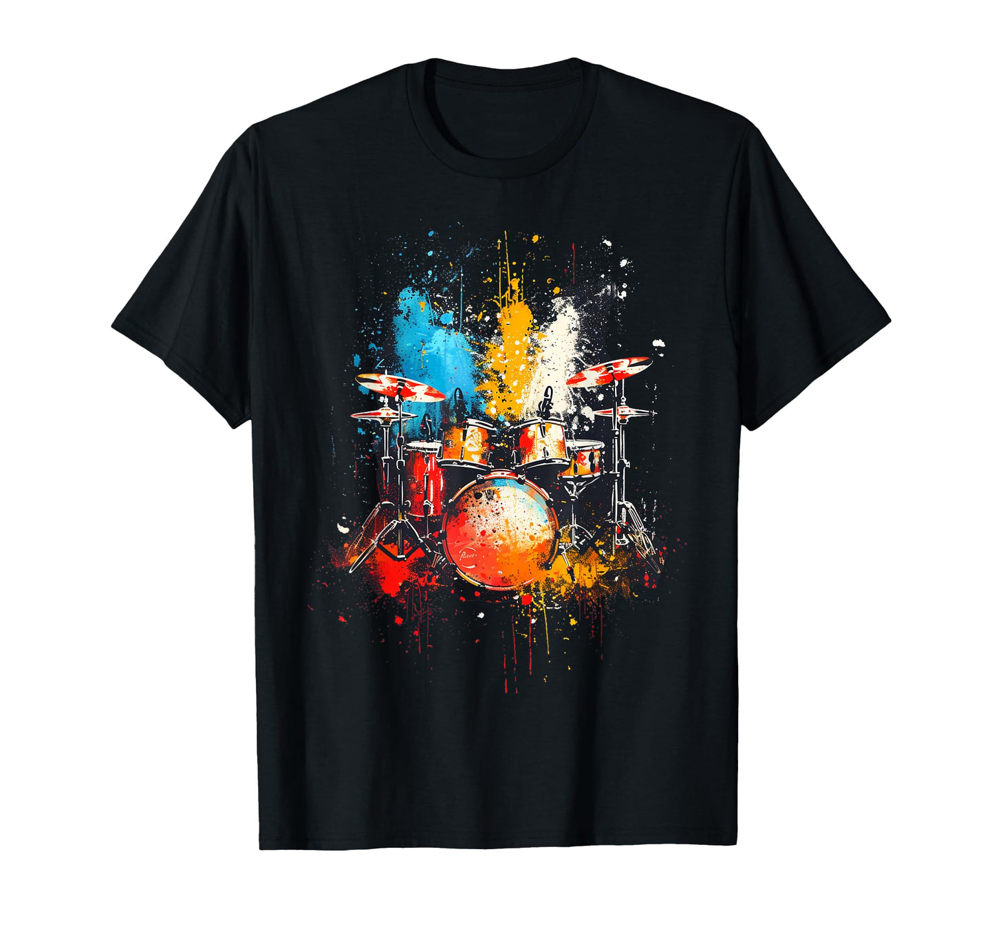 Drums instrument on colorful painted Drums T-Shirt