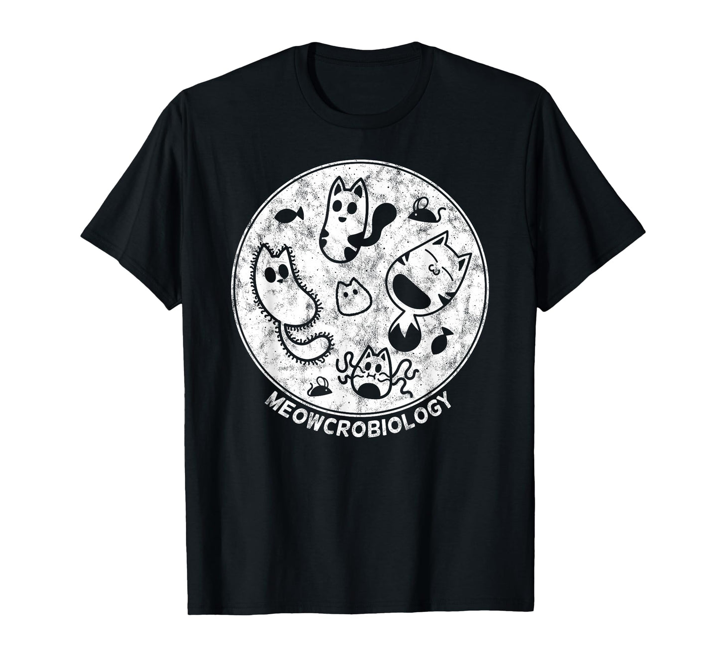 Cute Cat Distressed Bacteria Microbiology Science Lab T-Shirt Small