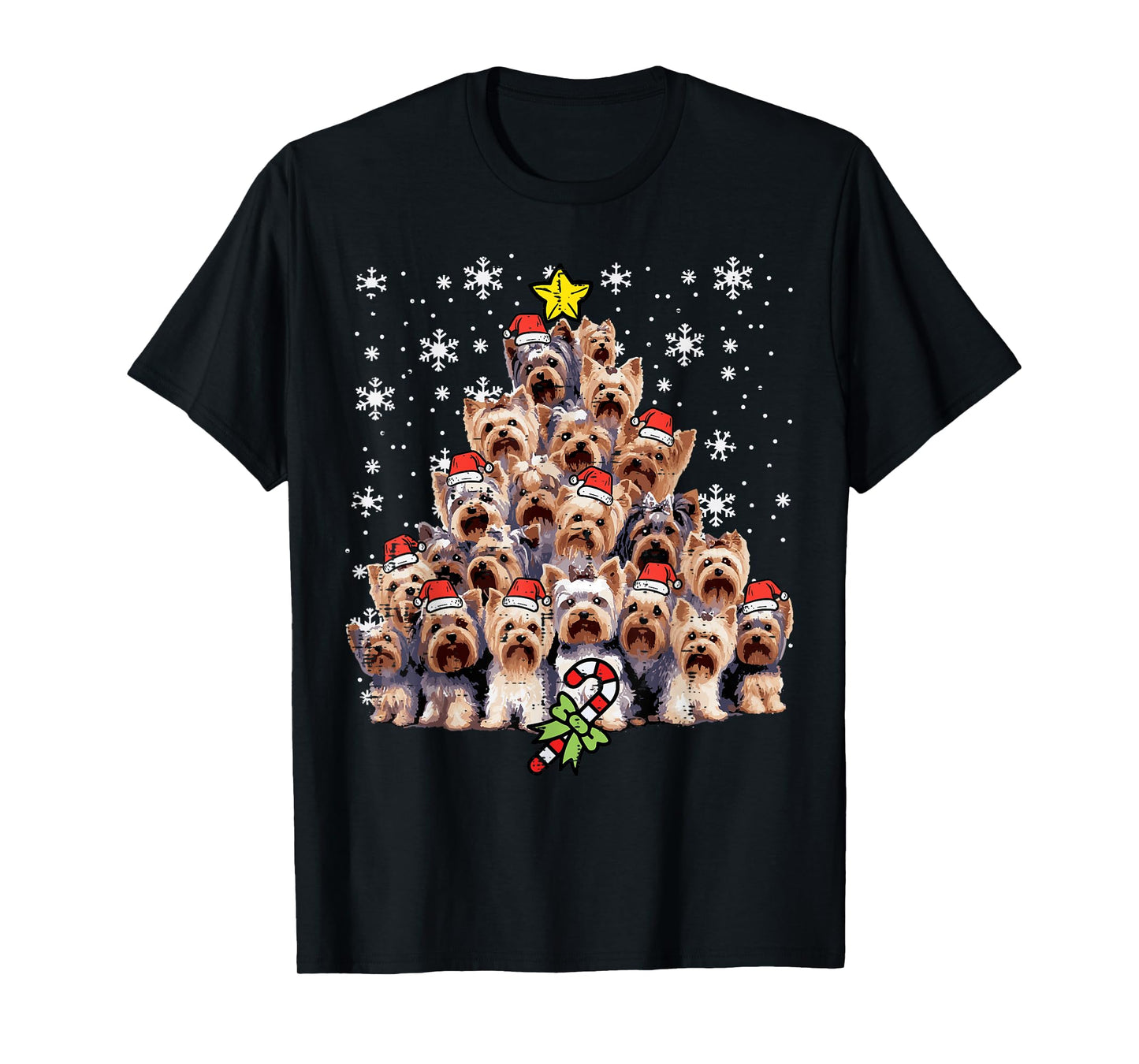 Yorkie Dogs Christmas Tree Xmas Holiday Pet Men Women Kids T-Shirt