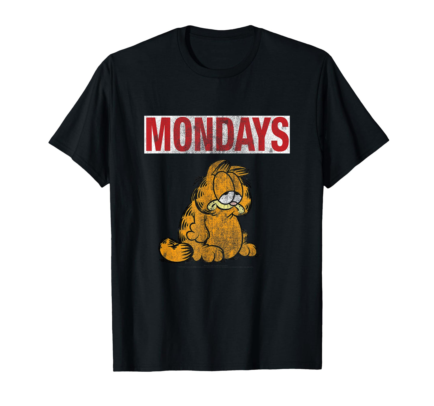 Garfield Hates Mondays Distressed Cat Cartoon T-Shirt