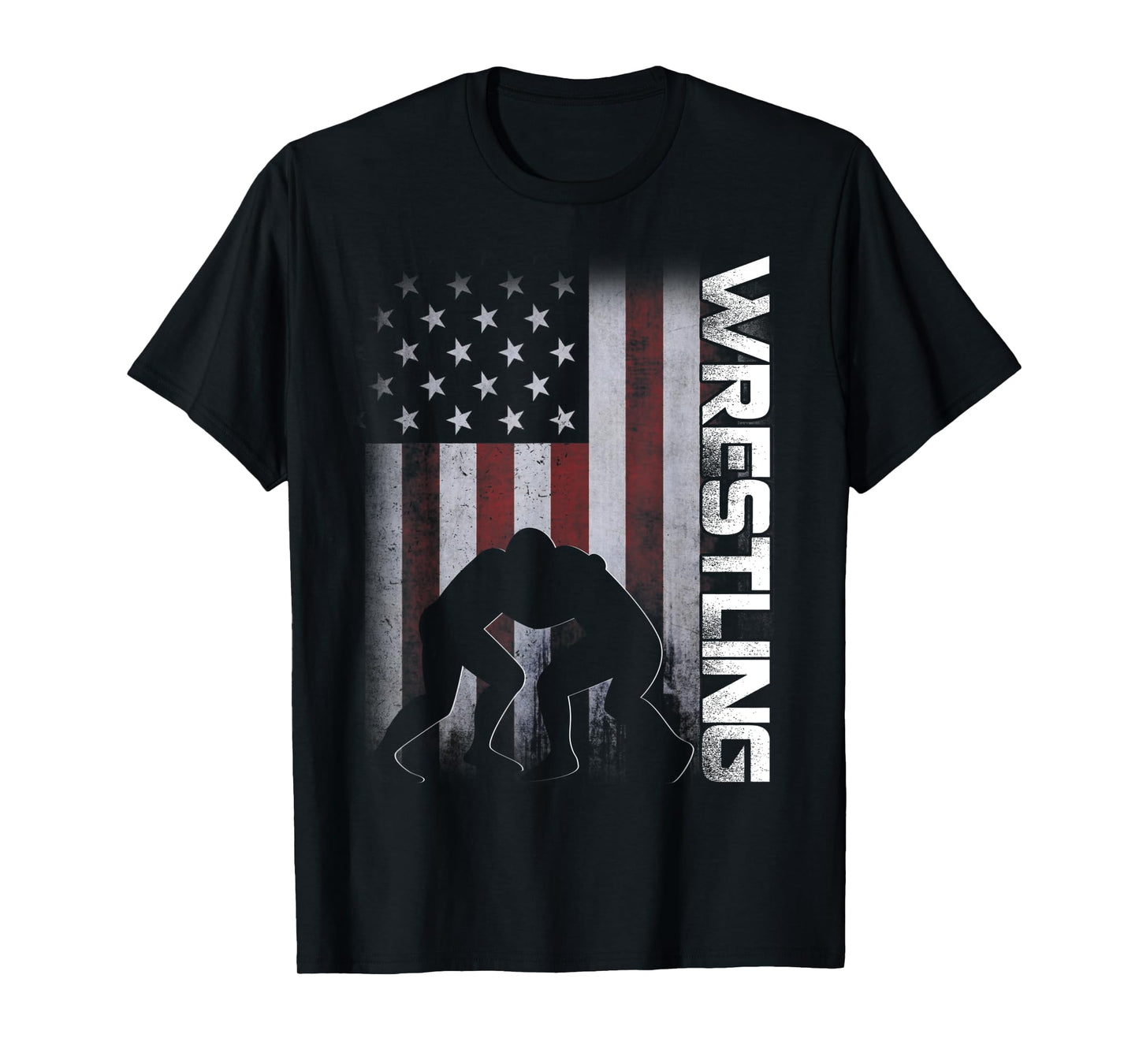 American Flag Wrestling T-Shirt Distressed Wrestle Gift Tee T-Shirt for Women Kids Men