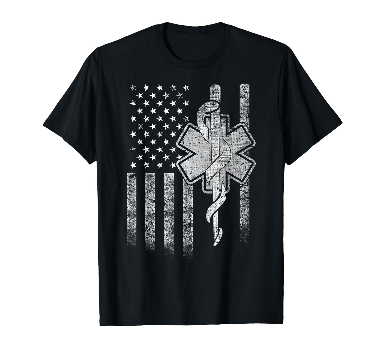 Two-Sided EMT First Responder American Flag Gift Idea T-Shirt for Women Men