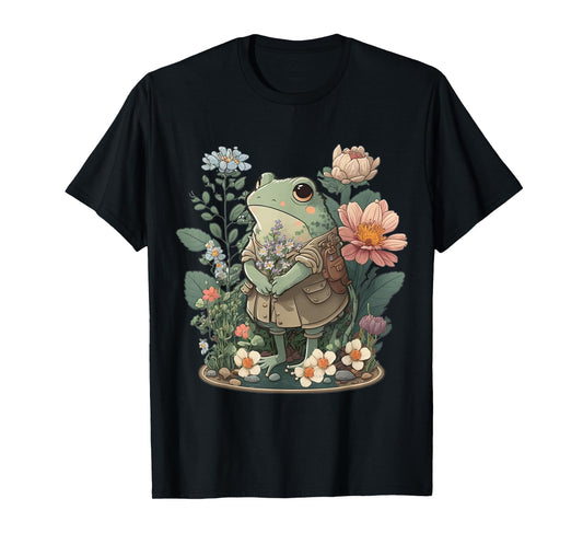 Cute Cottagecore Floral Frog Aesthetic Girls Women Graphic T-Shirt
